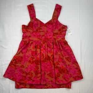 Chelsea 28 Sweetheart Red Pink Floral A Line Sleeveless Lined Sundress NEW XXL